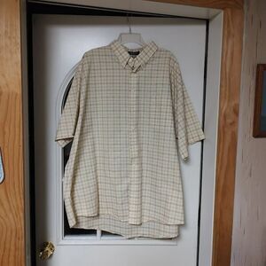 New Bill Blass Studio Yellow Plaid Wrinkle Free Short Sleeve Shirt Size Men's 3X